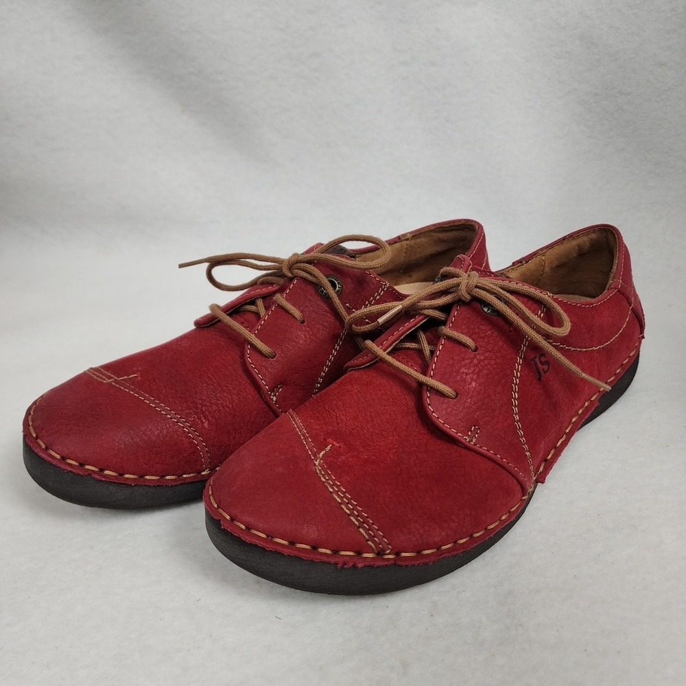 Josef Seibel Fergey 20 Womens 37 Sneakers Red Pebbled Leather Low Top Shoes